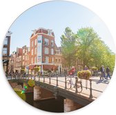 PVC Schuimplaat Muurcirkel - Bruggen in de Nederlandse Hoofdstad, Amsterdam - 70x70 cm Foto op Muurcirkel (met ophangsysteem)