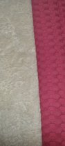 Wiegdeken - ecru teddy - roze - 75 x 100 cm