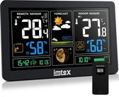 IMTEX Weerstation - Digitale klok kalender met datum tijd en alarm - Tafelklokken - Buitenweersysteem met Kleurendisplay