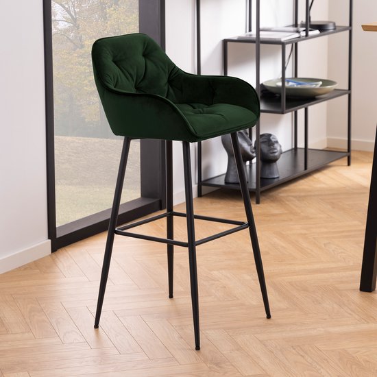 Sohome Barkruk - set van 2 - Otto - Velvet - Forest Green - zithoogte 79cm