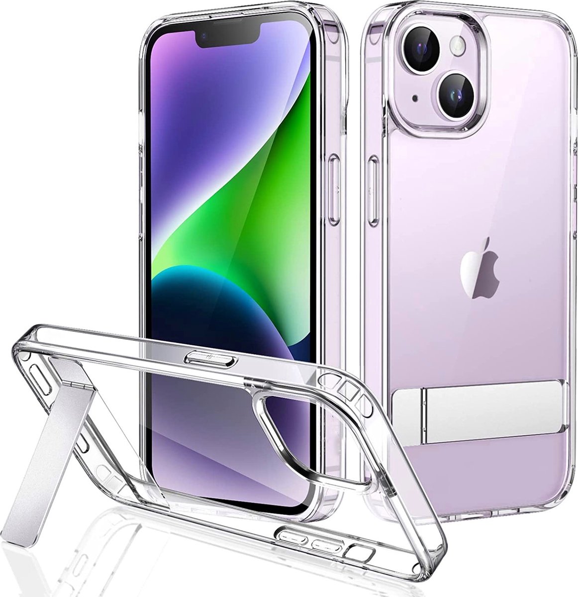 Hoesje geschikt voor iPhone 14 Hoesje Transparant met Kickstand
