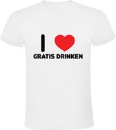 I Love Gratis Drinken Heren T-shirt | drank | feest | verjaardag | bier | wijn | alcohol | festival | zuipen | Wit