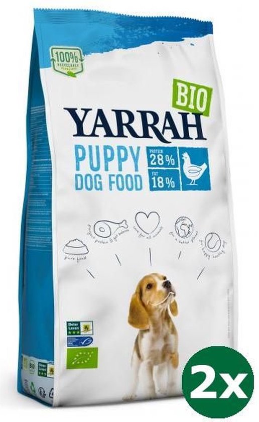 Yarrah dog biologische brokken puppy kip 2 x 2 kg