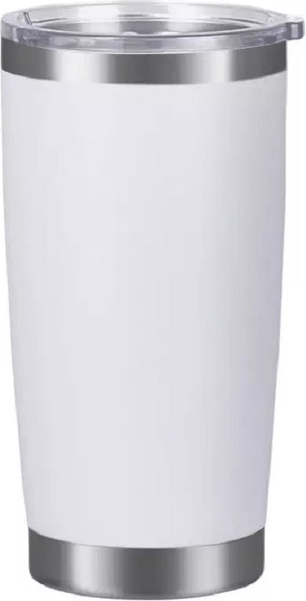 Casero Roestvrijstalen geïsoleerde warm en koud drink beker - thermosbeker - travel mug - met deksel 570ml Wit