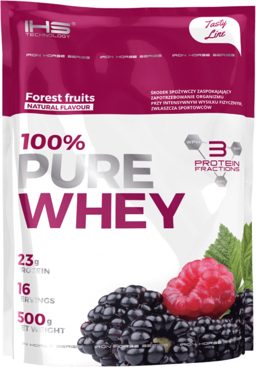 IHS Technology - 100% Pure Whey Protein Blend: isolaat, hydrolysaat, concentraat - 80g proteine - 0,5g suiker - 500g - Bosfruit - NEW!!!