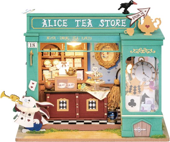 Robotime - Modélisme - Alice's Tea store - Kit miniature - Maquettisme Maquettes en bois - bois/papier/plastique - Modélisme - DIY - Puzzle 3D bois - Adolescents - Adultes - Diorama