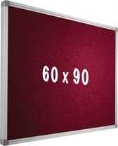 Prikbord Camira stof PRO - Aluminium frame - Eenvoudige montage - Punaises - Rood - Prikborden - 60x90cm