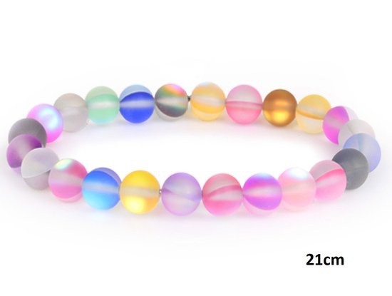 Bracelet - Perles Multicolore 8 mm - Élastique - Longueur 21 cm