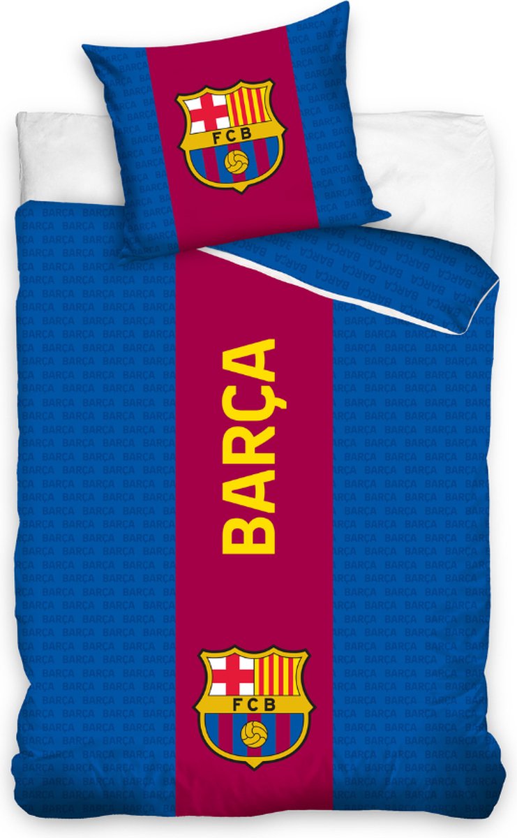 FC Barcelona logo dekbed - Dekbedovertrek voetbal - Eenpersoons - 140 x 200 cm - maat One size