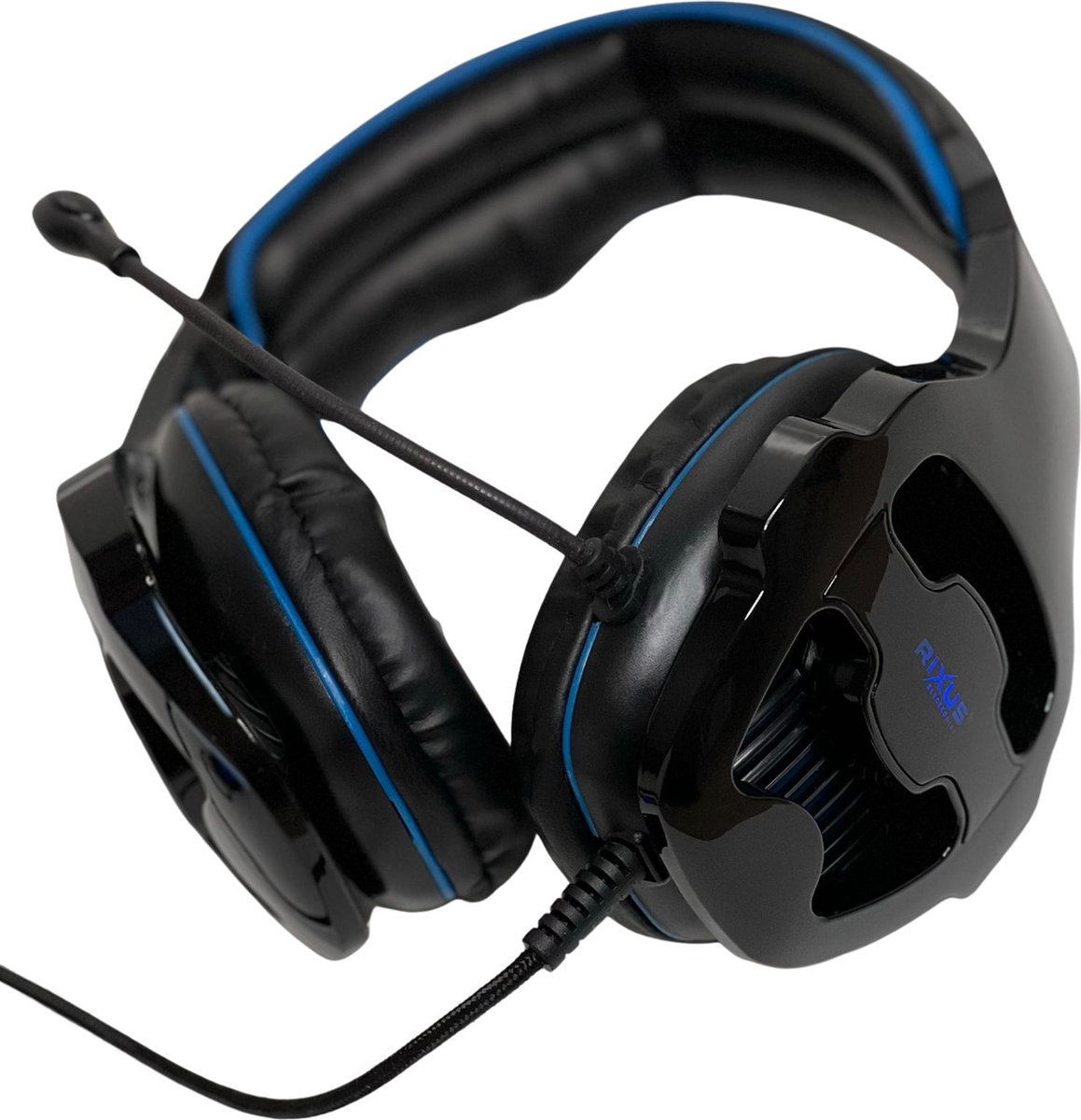 Rixus - Alpha Bravo Gaming Koptelefoon - Noise cancelling hoofdtelefoon - Koptelefoon Met Draad - pc ps4 ps5 xbox one - Headset - Zwart - Blauw