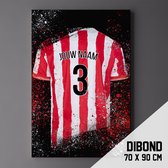 Sparta Rotterdam - Poster - Schilderij - Voetbal Shirt Op Dibond 70 x 90 cm + ophangsysteem (gepersonaliseerd, naam + nummer)