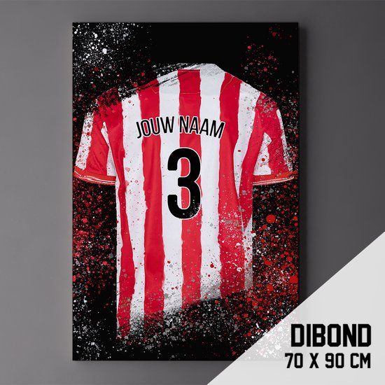 Sparta Rotterdam - Poster - Schilderij - Voetbal Shirt Op Dibond 70 x 90 cm + ophangsysteem (gepersonaliseerd, naam + nummer)