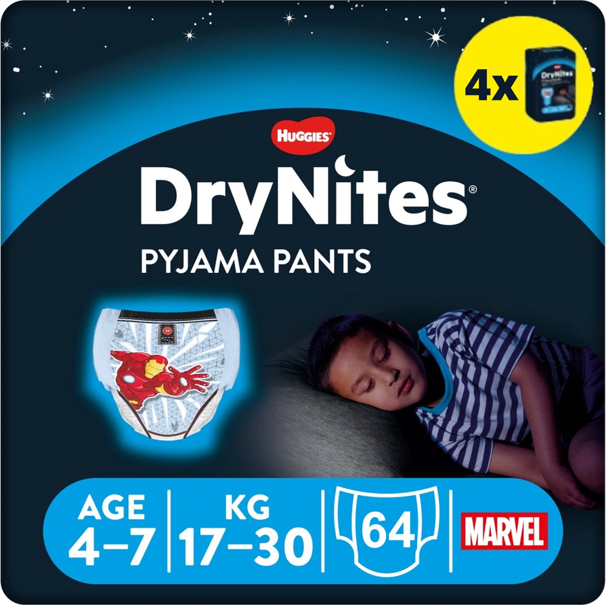 Goedkoopste Drynites luierbroekjes - jongens - 4 tot 7 jaar - 64 stuks (4x16