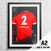AZ Alkmaar Poster Voetbal Shirt A2+ Formaat 43,2 x 61 cm (Posters gepersonaliseerd met jouw eigen naam en nummer) - Voetbal Cadeau
