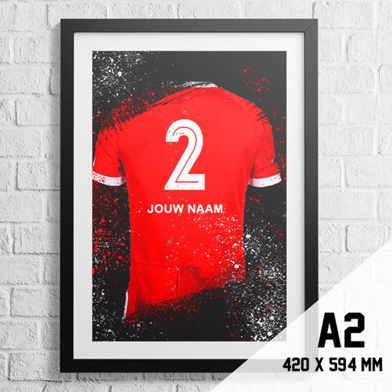 Alkmaar Poster Voetbal Shirt A2+ Formaat 43,2 x 61 cm (Posters gepersonaliseerd met jouw eigen naam en nummer) - Voetbal Cadeau