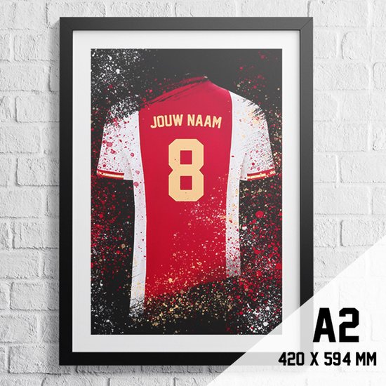 Ajax Poster Voetbal Shirt A2 Formaat 420 x 594 mm (gepersonaliseerd met eigen  naam en... | bol.com