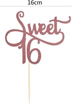 taart topper - verjaardag - Sweet 16 - 16 jaar - decoratie - happy birthday - versiering