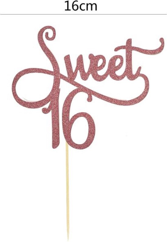 Foto: Taart topper verjaardag sweet 16 16 jaar decoratie happy birthday versiering