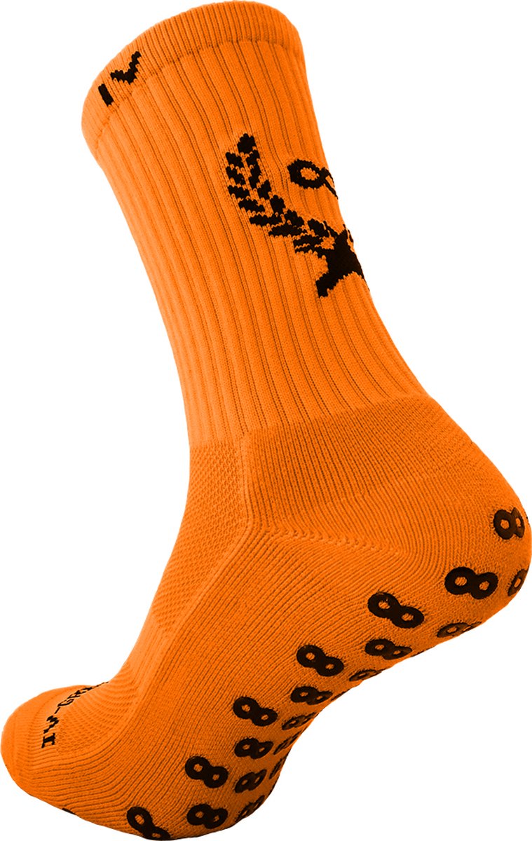 IV-Gripsocks® Oranje - Anti-slip sokken - Gripsokken voetbal oranje - sportsokken - one size (Maat 39-46) - 8 kleuren - compressie - prestatieverhogend - tennis - hardlopen - handbal - sporten - fitness - tennissokken - voetbal - running - padel