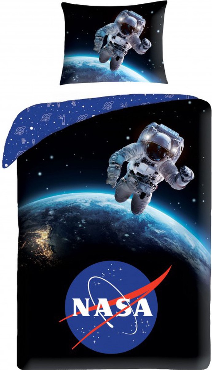 NASA Dekbedovertrek Astronaut - Eenpersoons - 140 x 200 + 70 x 90 cm - Katoen