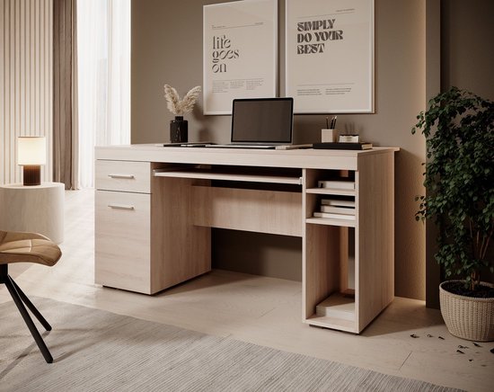 Meubella - Bureau Acta - Eiken - 145 cm