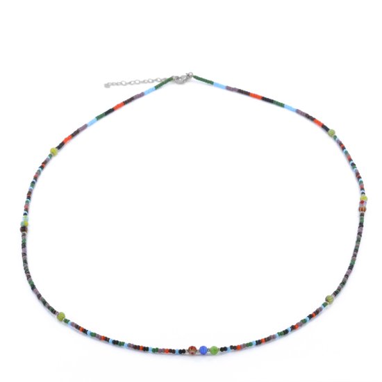 CO88 Collection 8CN-26376 Miyuki Kralen ketting 75cm - Multi Kleuren - 70+5cm - 2,2mm Dikte - Staal - Goudkleurig