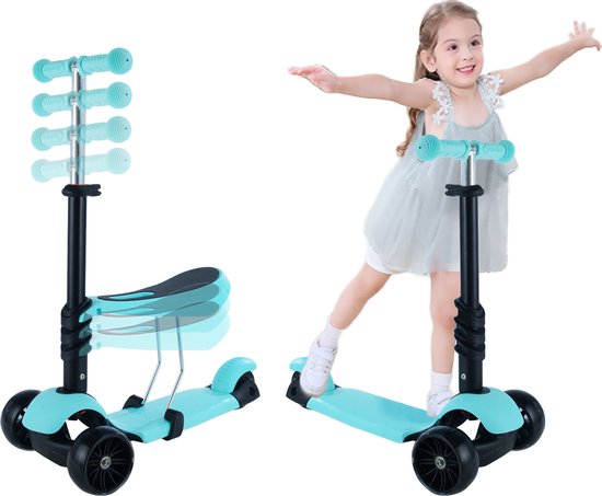 EVO Trottinette lumineuse pour enfants, Trottinette à 2 roues avec poignée  réglable en hauteur