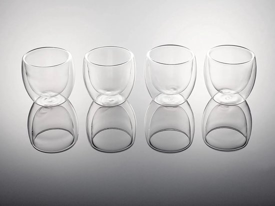 Krumble Espresso Glas - Dubbelwandige Glazen - Set Van 4 - 80 Ml Espressoglazen Espresso Kopjes Koffie Kopjes Vaatwasser Bestendig 88 X 88 X 145 Cm