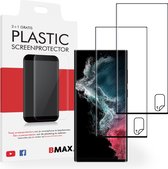 2-pack BMAX geschikt voor Samsung Galaxy S22 Ultra Screenprotector - Full Cover - Folie cover - Samsung screenprotectors 2 stuks - Telefoonglaasje - Beschermglas - Glasplaatje - Screensaver - Screen protector - Case friendly - Zwart