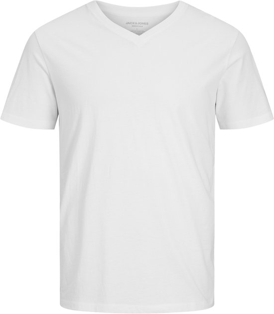 Jack & Jones T-shirt Jjeorganic Basic Tee Ss V-neck Noos 12156102 White Mannen Maat - XL