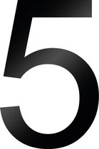 Cijfer 5 - Set van 10 stickers - Lettertype Arial - Hoogte 5 cm - Kleur Zwart