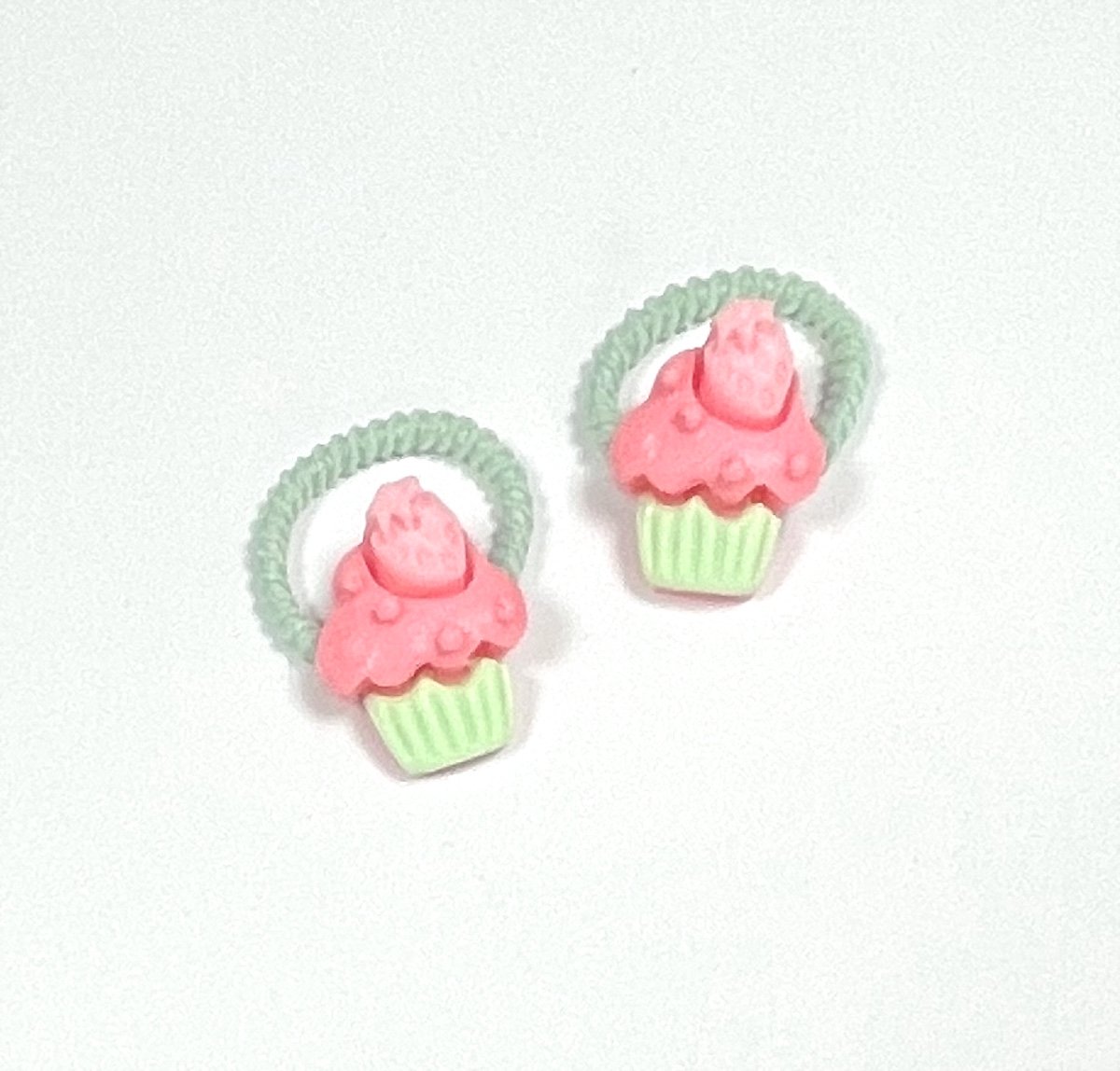 Haarelastiekjes - Cupcakes - 2 Stuks - Groen, roze