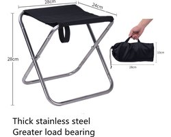 RVS klapkruk -kampeerkrukken - hengelsport kruk - vouwkruk-Groot draagvermogen tot 100 kg- Draagbaar-met opbergtas -zwart - 29 cm