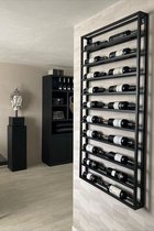 Casier à vin - 20 bouteilles - Fixation murale - Laqué Zwart - Métal