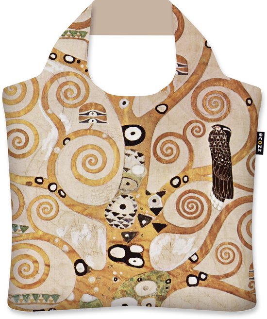 Ecozz - Gustav Klimt - Tree of Life - 100% gerecycled (rPet) – Öko-Tex - Voorzien van rits - Afsluitbaar - Opvouwbare boodschappentas - Waterresistant – Shopper - Ecovriendelijk - Duurzaam