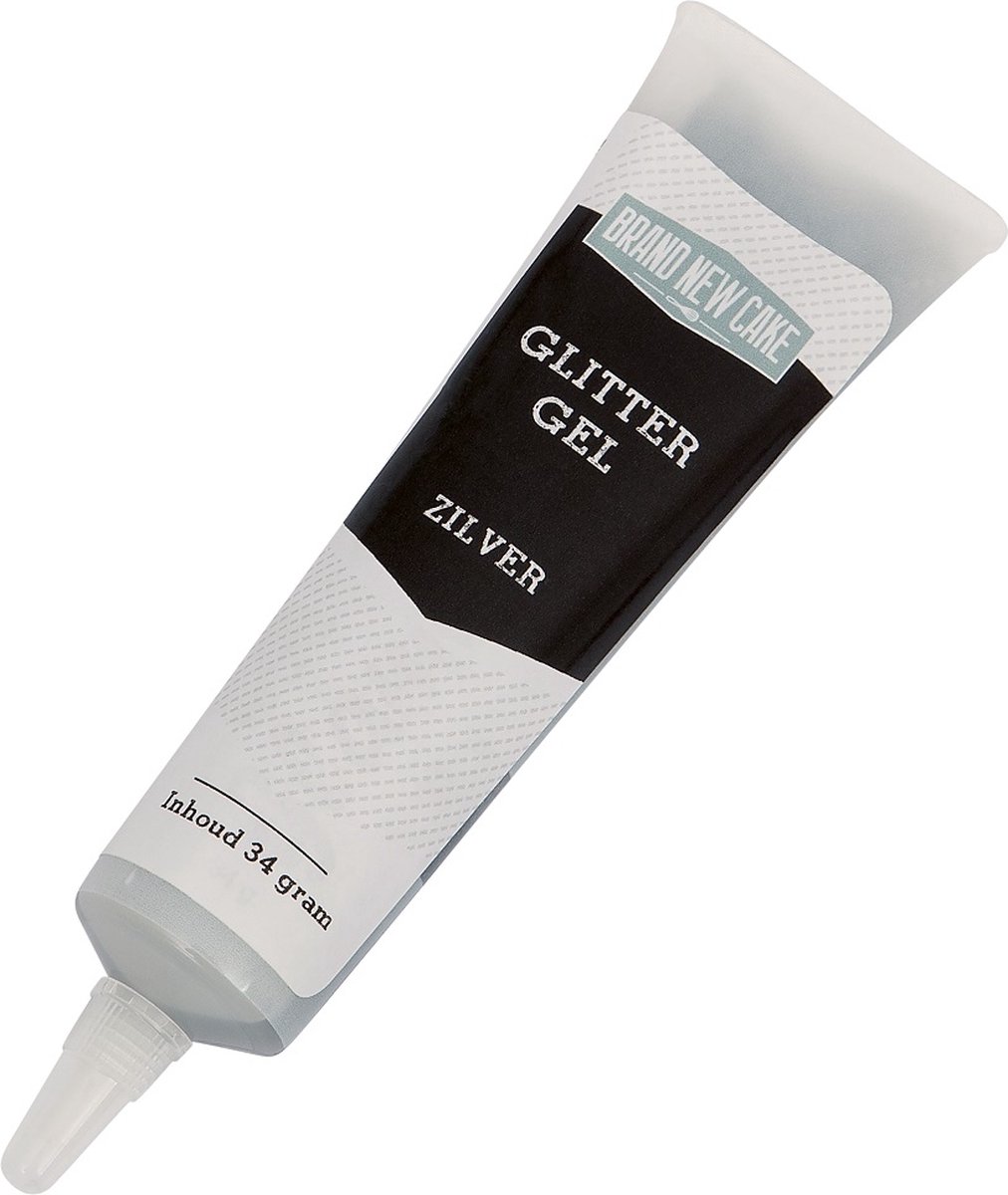 BrandNewCake® Schrijftube Glittergel Zilver 34gr - Taartdecoratie - Taartversiering
