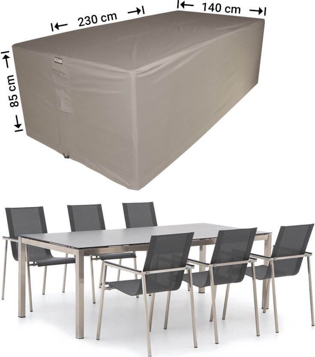 Raffles Covers Tuinsethoes - 230 x 140 H: 85 cm - RDS230140 - Waterdicht - Ademend - UV-bestendig - Elastisch rijgkoord - Beschermhoes tuinmeubelen - Hoes voor tafel en stoelen