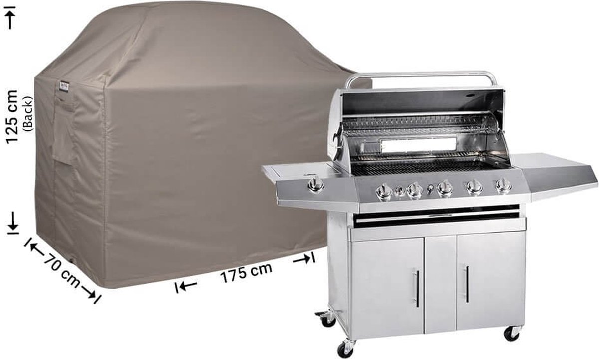 Raffles Covers BBQ hoes - 175 x 70 H: 125 cm - RBBQ175 - Waterdicht - Ademend - UV-bestendig - Elastisch rijgkoord - Beschermhoes tuinmeubelen