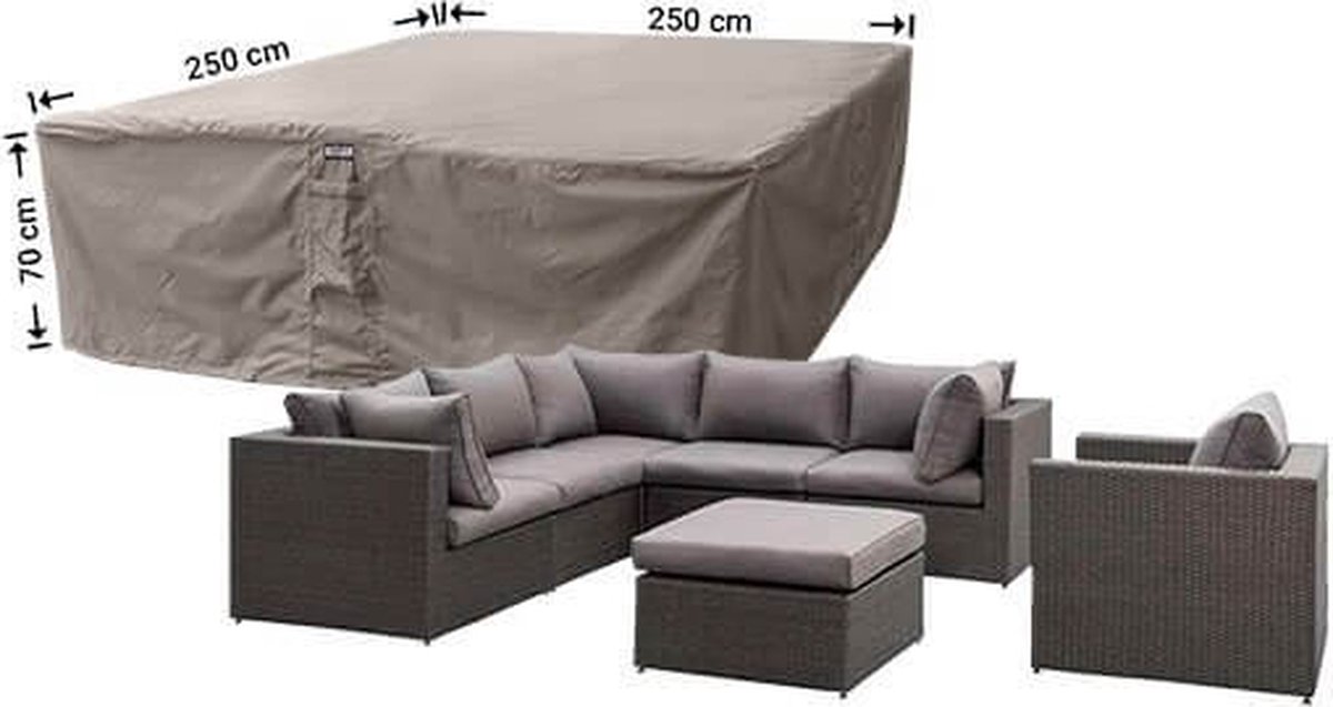 Raffles Covers loungesethoes - 250 x 250 H: 70 cm - RLS250250 - Waterdicht | Solution Dyed | UV-bestendig | Elastisch trekkoord | Airvents - Beschermhoes tuinmeubelen