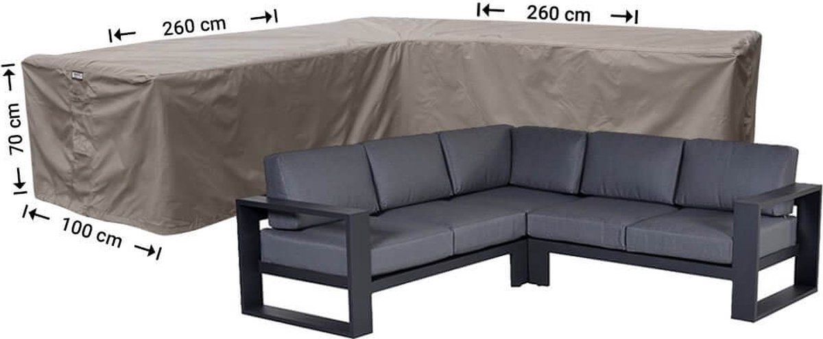 Raffles Covers beschermhoes loungeset / hoekbank (L-vorm) - 260 x 260 H: 70 cm - RHS260 - Hoes voor hoekbank met gelijke zijden - Beide zijden zijn even lang Taupe