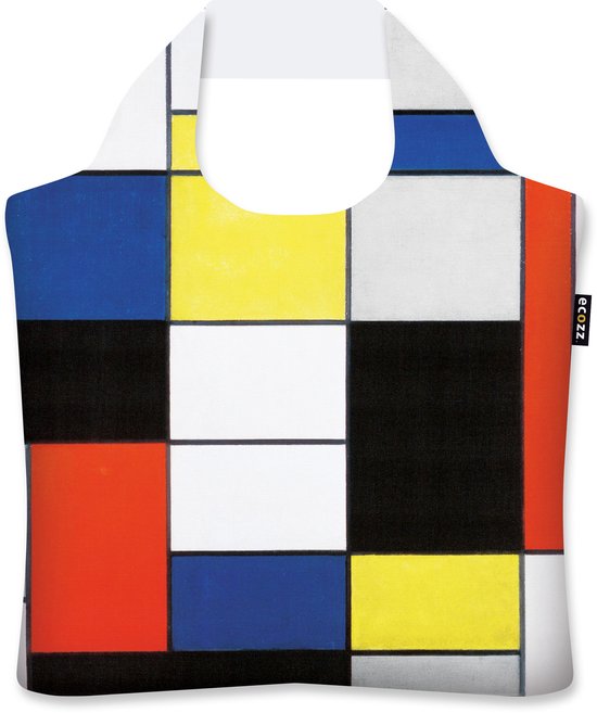 Ecozz - Piet Mondriaan - Composition A - 100% gerecycled (rPet) – Öko-Tex - Voorzien van rits - Afsluitbaar - Opvouwbare boodschappentas - Waterresistant – Shopper - Ecovriendelijk - Duurzaam - Ecoshopper