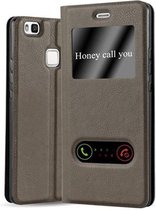 Cadorabo Hoesje voor Huawei P9 LITE 2016 / G9 LITE in STEEN BRUIN - Beschermhoes met magnetische sluiting, standfunctie en 2 kijkvensters Book Case Cover Etui