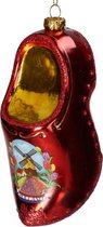 Kersthangers - Ornament Wooden Shoe Glass Red 12.7cm