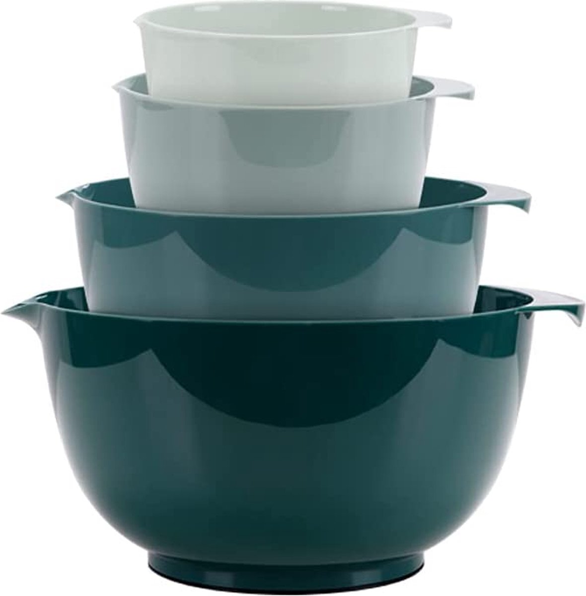 BoxedHome Mengkomset, mixing bowl, set, kunststof, slakom, antislip, stapelbaar, serveerschalen voor keuken, 4-delige mengkommenset (groen)
