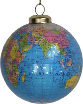 Kersthangers - Ornament Globe Plastic Blue 8cm