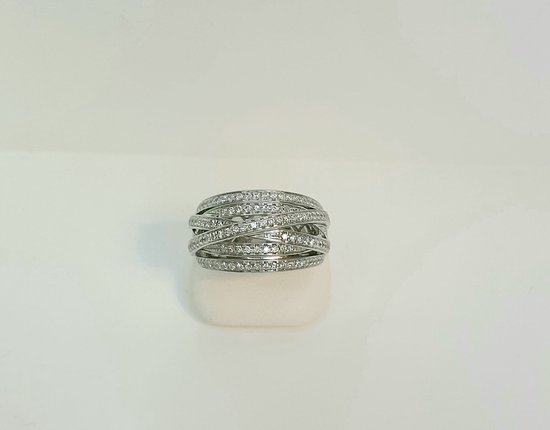 bague femme or blanc 14 crt - diamant - vente - RG216514-56