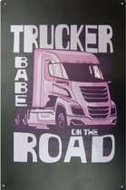 Wandbord Transport Vrachtwagen - Trucker Babe On The Road