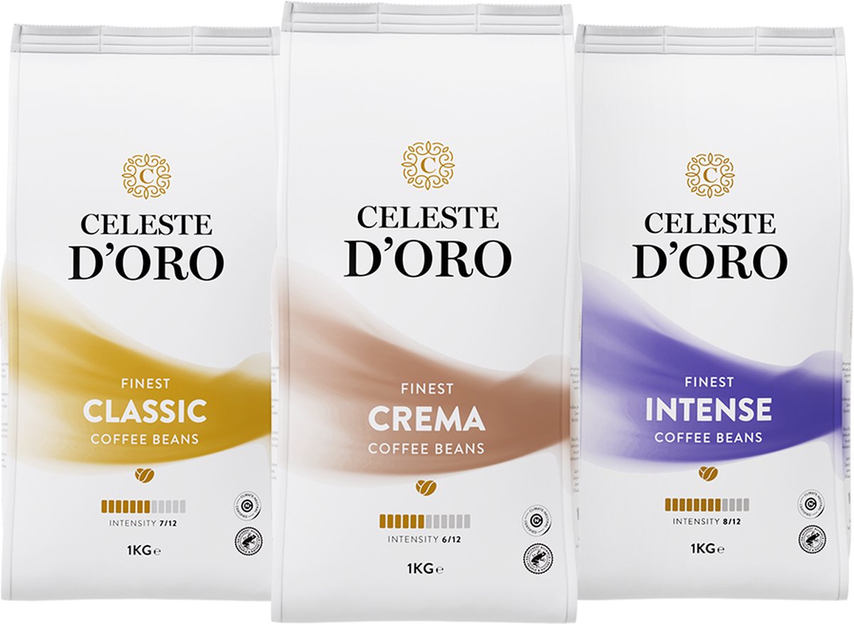 Celeste d’Oro - Koffiebonen – Proefpakket – Ideaal voor Lungo - 3 x 1kg