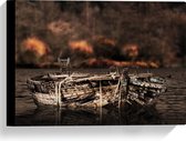 WallClassics - Toile - Vieux Bateau en Bois sur la Waer dans la Forêt d'Automne - 40x30 cm Photo sur Toile Peinture (Décoration murale sur Toile)