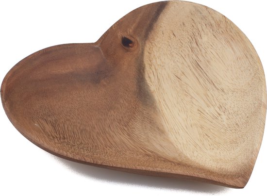 Houten bord hartvorm acaciahout 20cm - Kinta